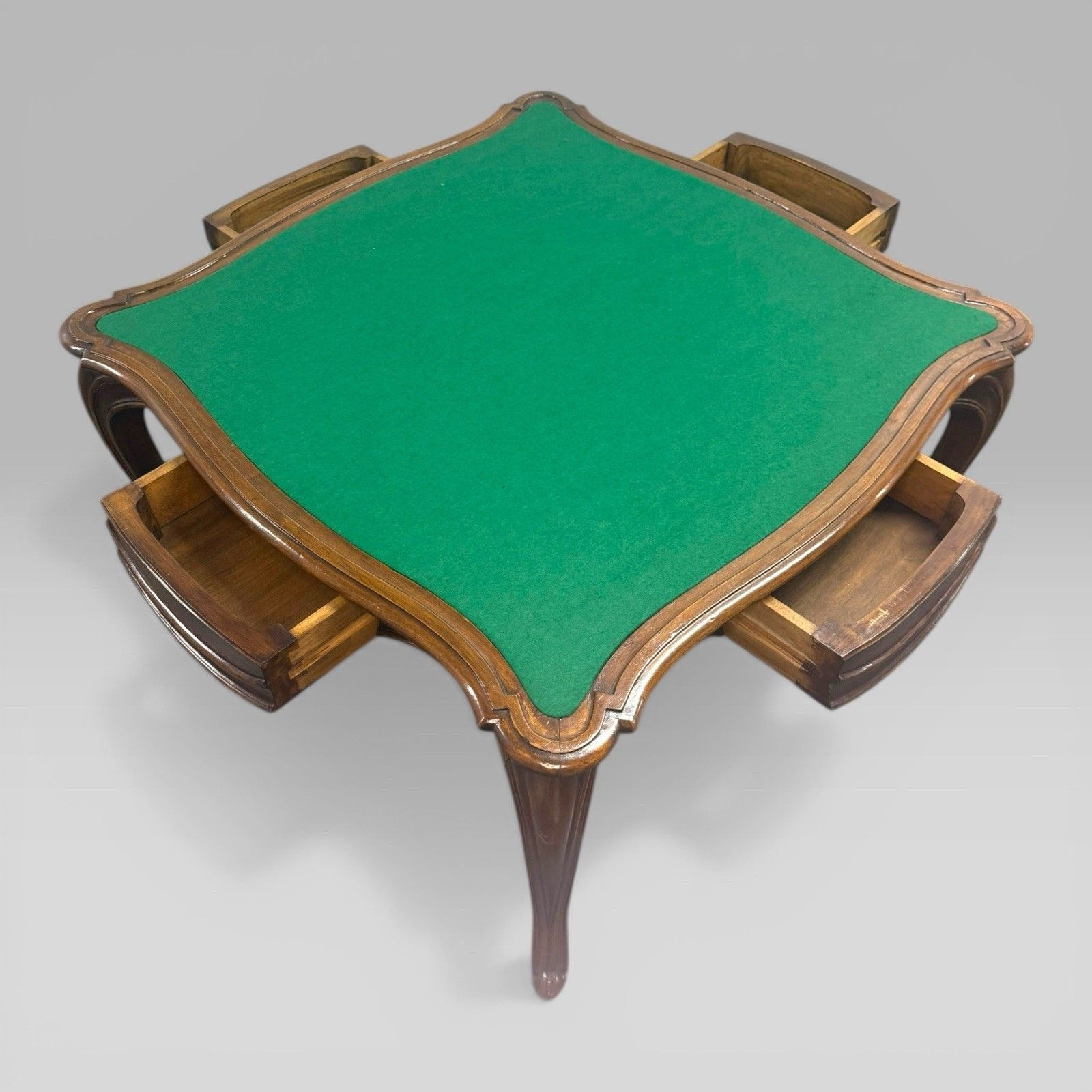 Antique French Walnut Fixed Card Centre Table Cabriole Legs 4 Drawers photo furniture