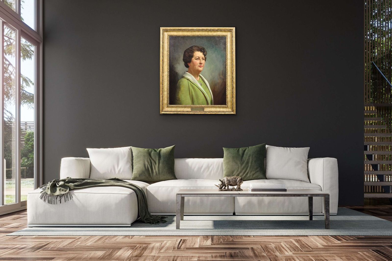 photo for sale Howard Barron. Katherine Merry Nee Horstmann Director Horstmann Gear Company 1946 City Of Bath. 1940s Framed Oil Painting Portrait Woman In Industry.
