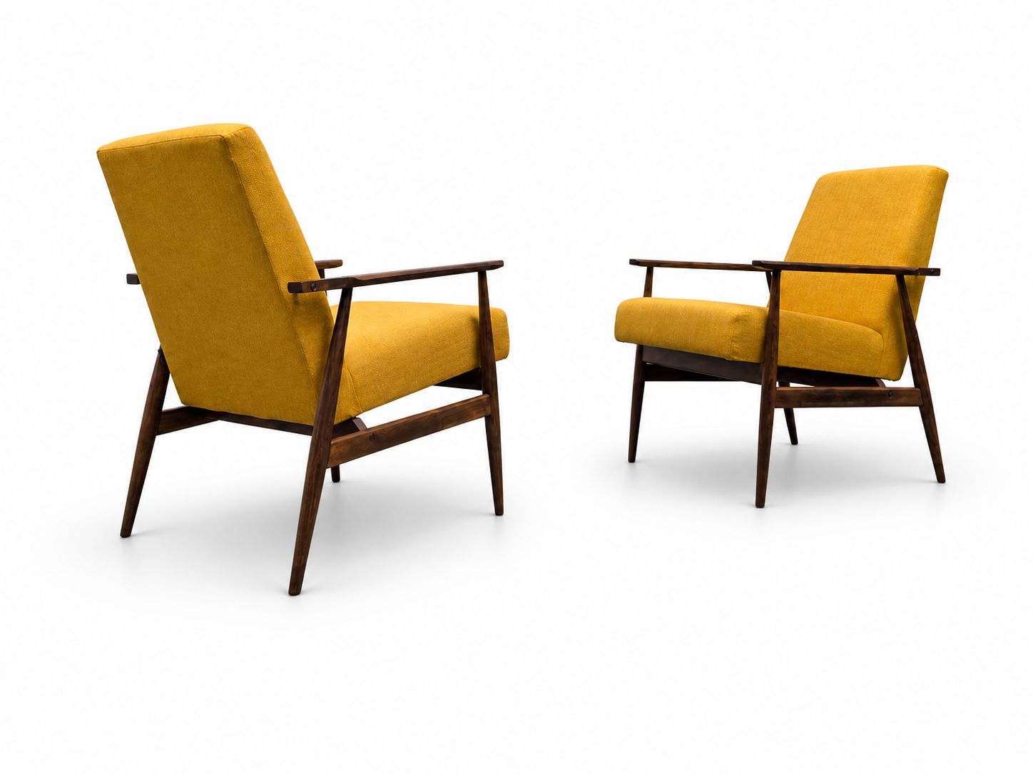 1960 Henryk Lis Mid Century Armchair In Yellow Tweed