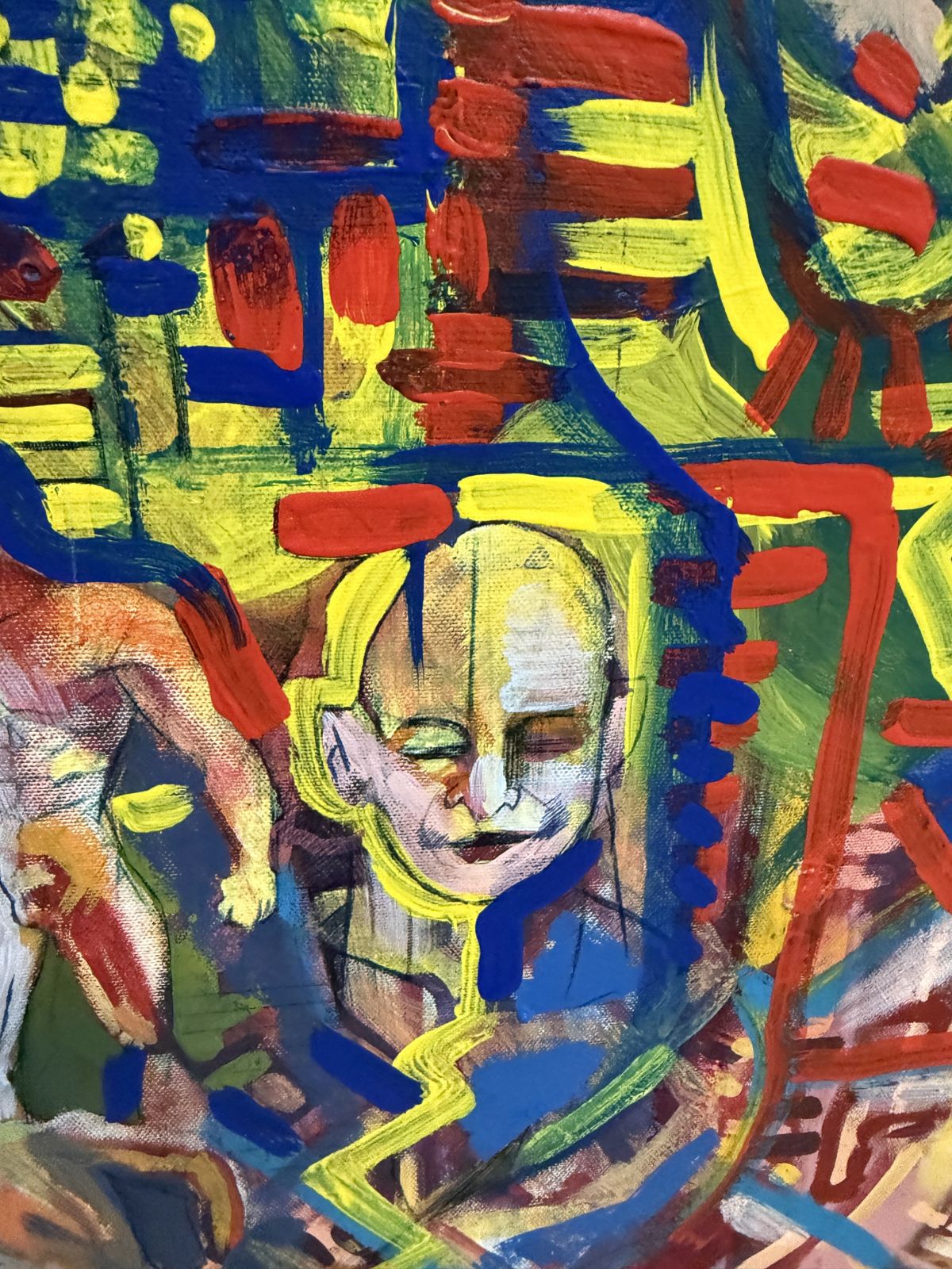 Sagarra Neo Expressionist Outsider Figurative Oil On Canvas Painting With Masked Figures 2011 photo Art