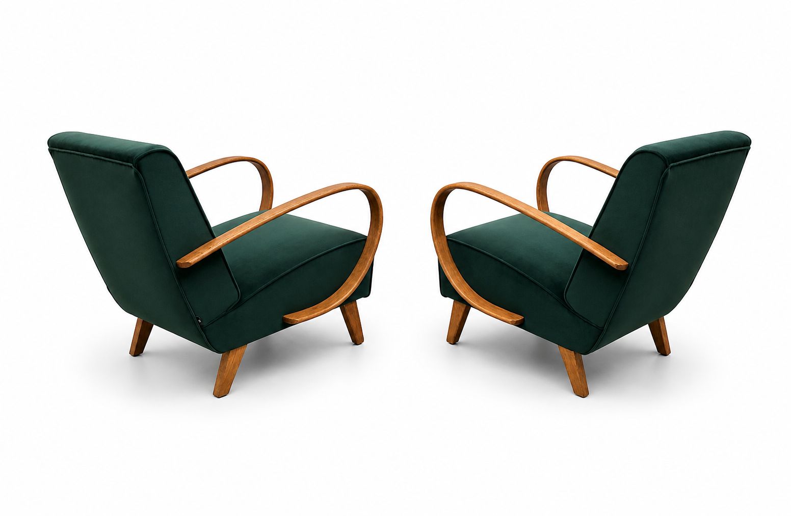 1930 Jindrich Halabala Bentwood Armchair In Emerald Green Velvet photo furniture