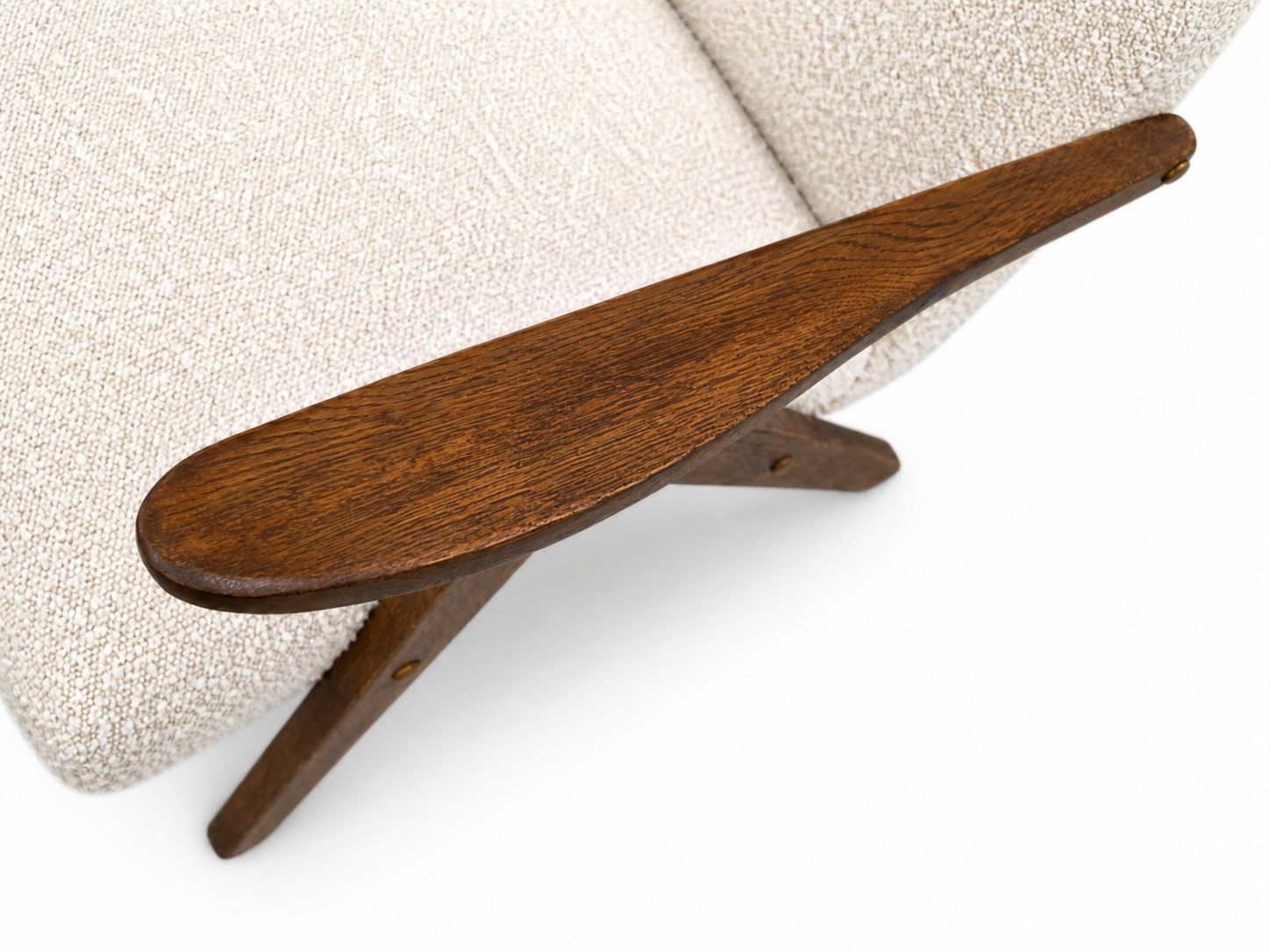 1960 Mid Century Easy Chair Model B 310 Var In Ivory Boucle And Oak photo for sale