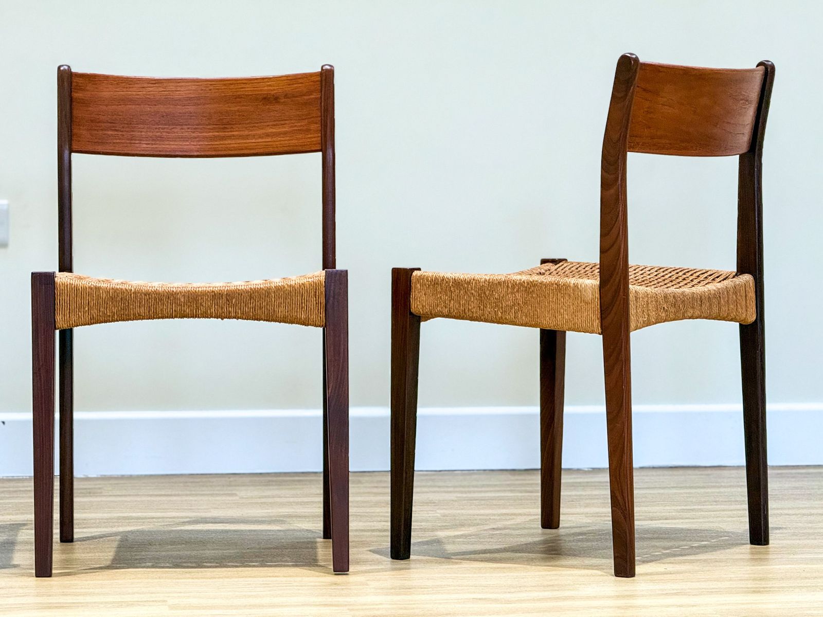 Danish Chairs In Teak And Paper Cord By  Poul Volther (1960) photo Furniture