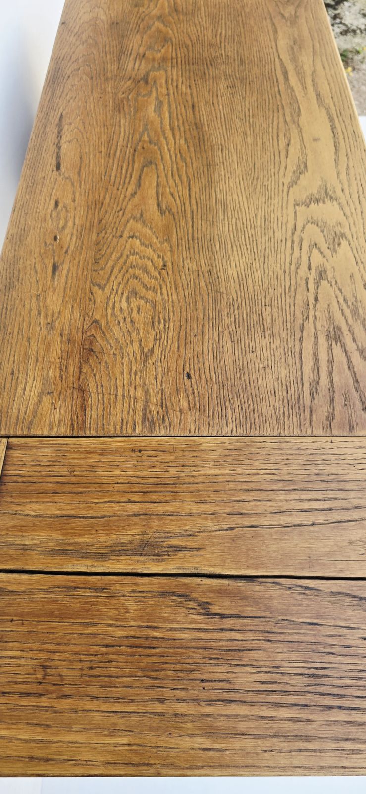 Furniture A Petite Mid Century Oak Drop Leaf Desk, Single Pedestal. photo