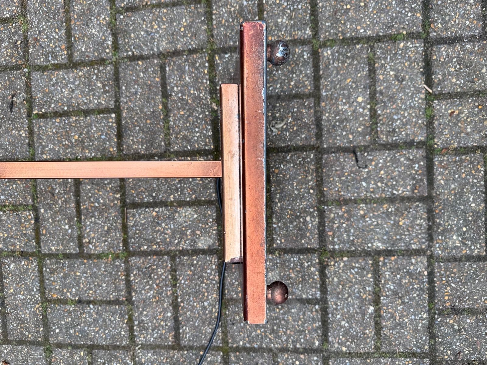 Lighting Vintage Art Deco Style Copper Floor Lamp Geometric Standard Lamp 1980s photo