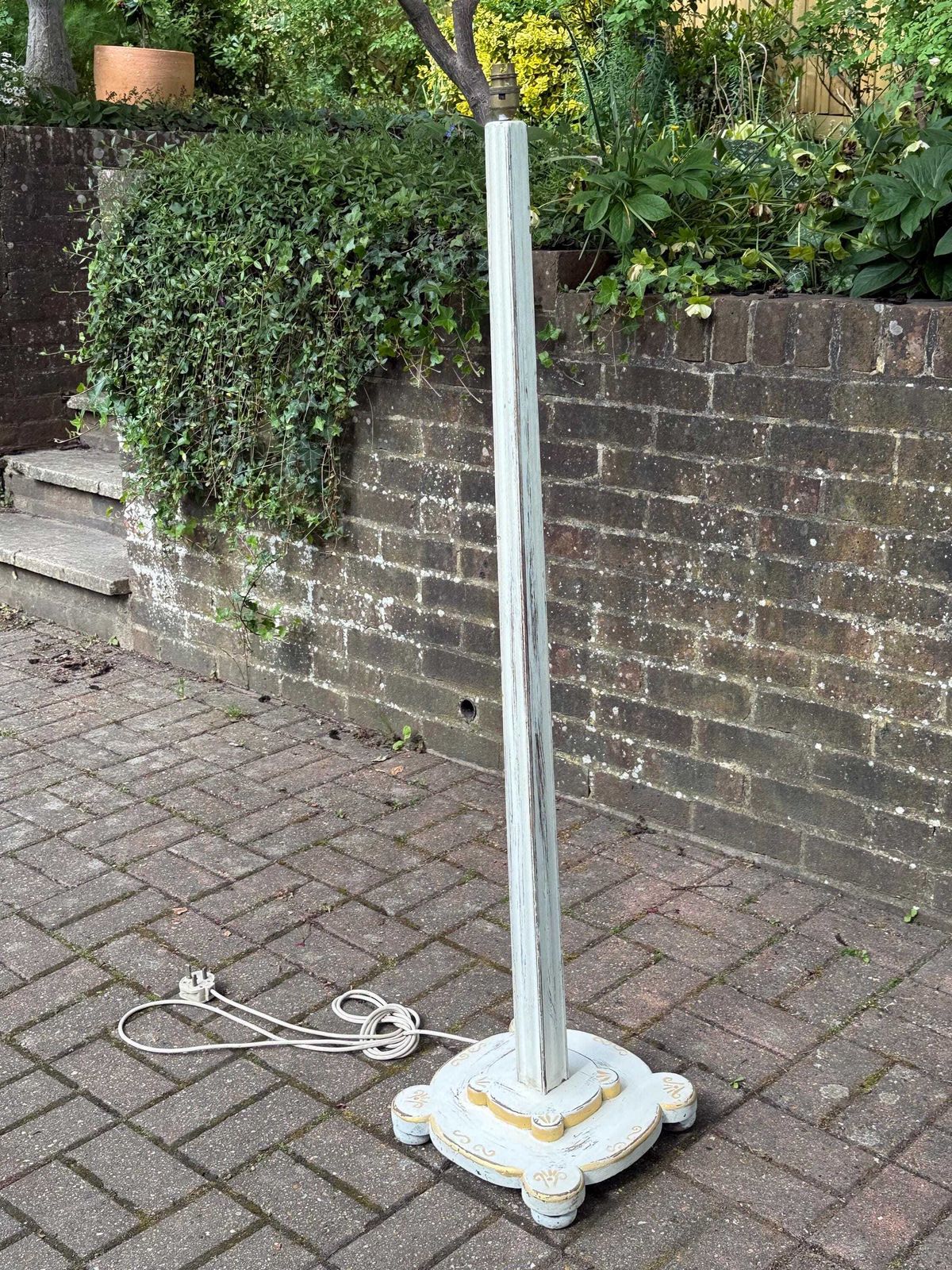 Edwardian Distressed Wooden Standard Lamp Hand Painted Floor Lamp Early 1900s photo furniture