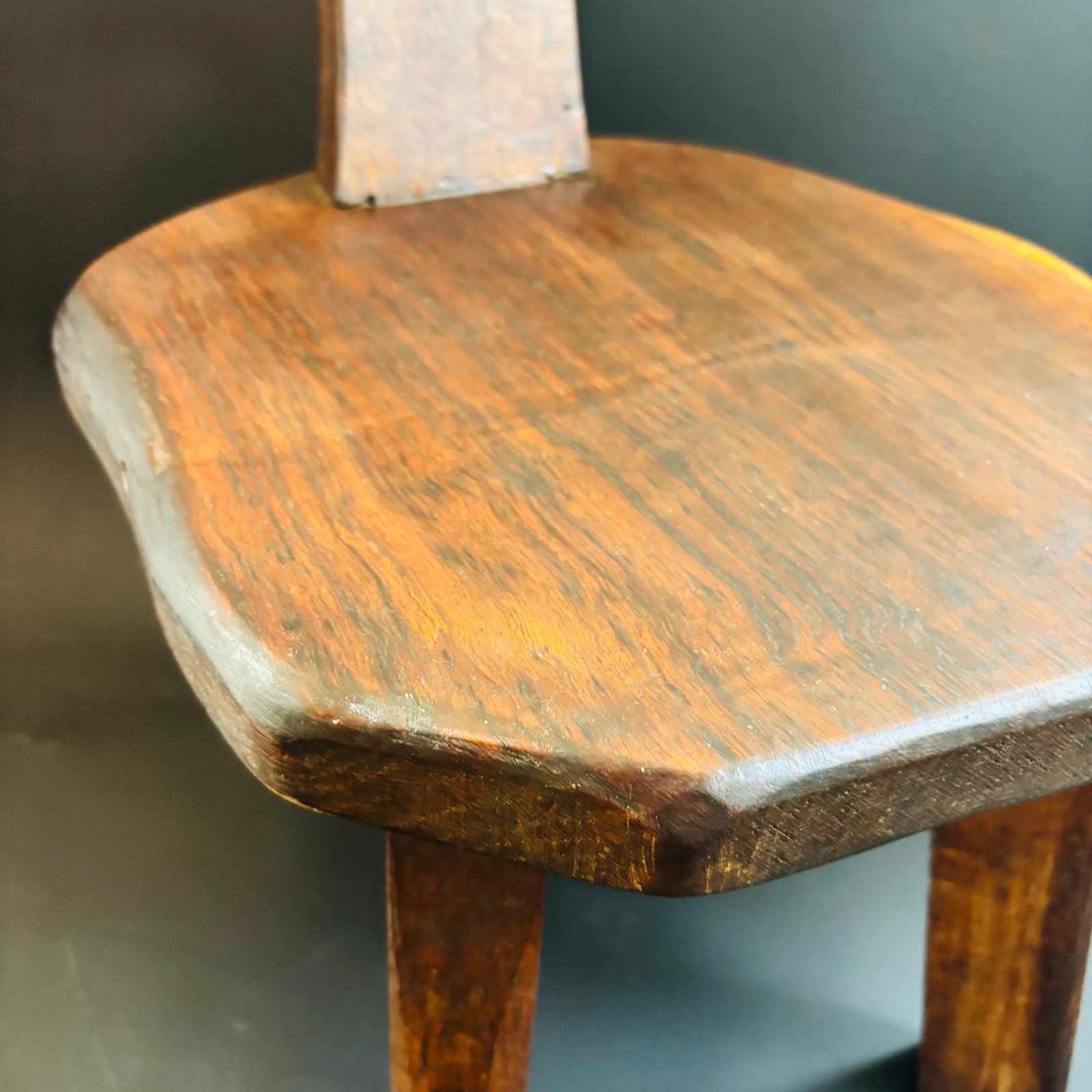 Mid Century Wanderwood Brutalist Tripod Chair Spinning Chair Hand Carved Elm Stool photo vintage