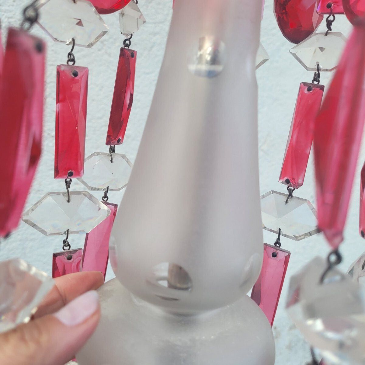 Red And Transparent Bohemian Crystal Chandelier, 20th Century photo 1250.0