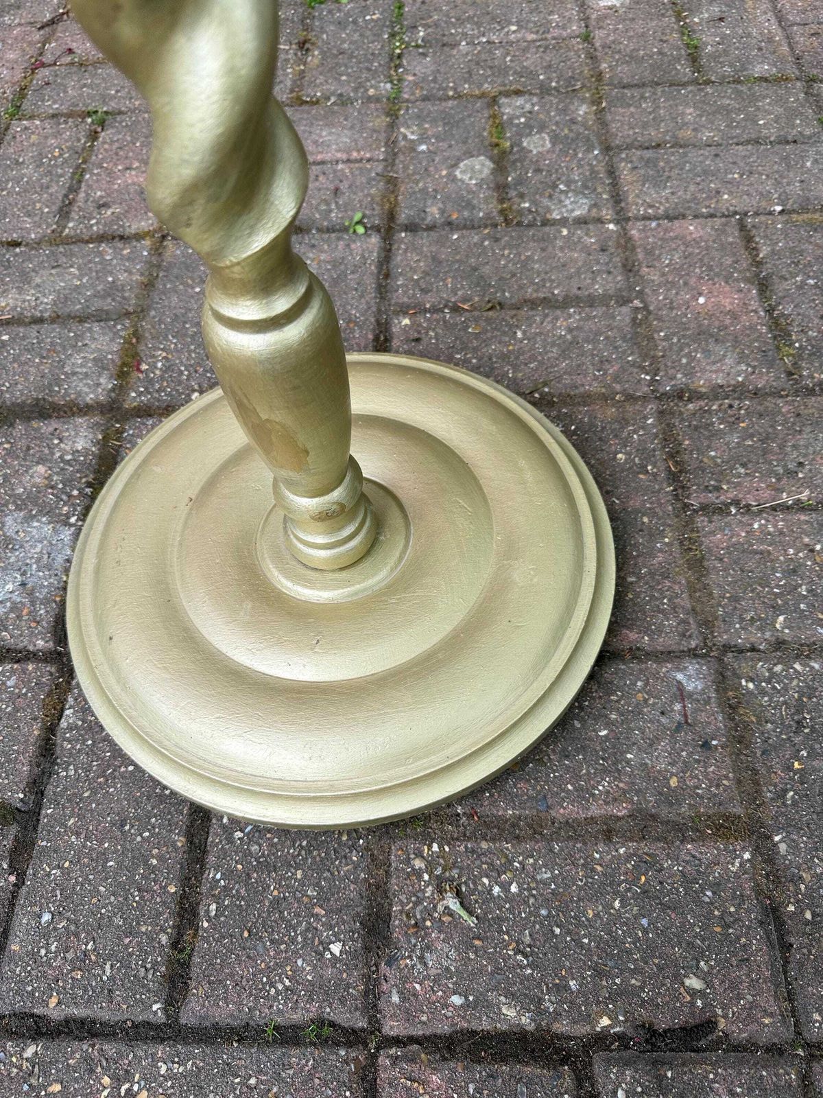 photo buy Antique Barley Twist Standard Lamp Gold Painted Wooden Floor Lamp Early Mid 1900s   Needs Wiring