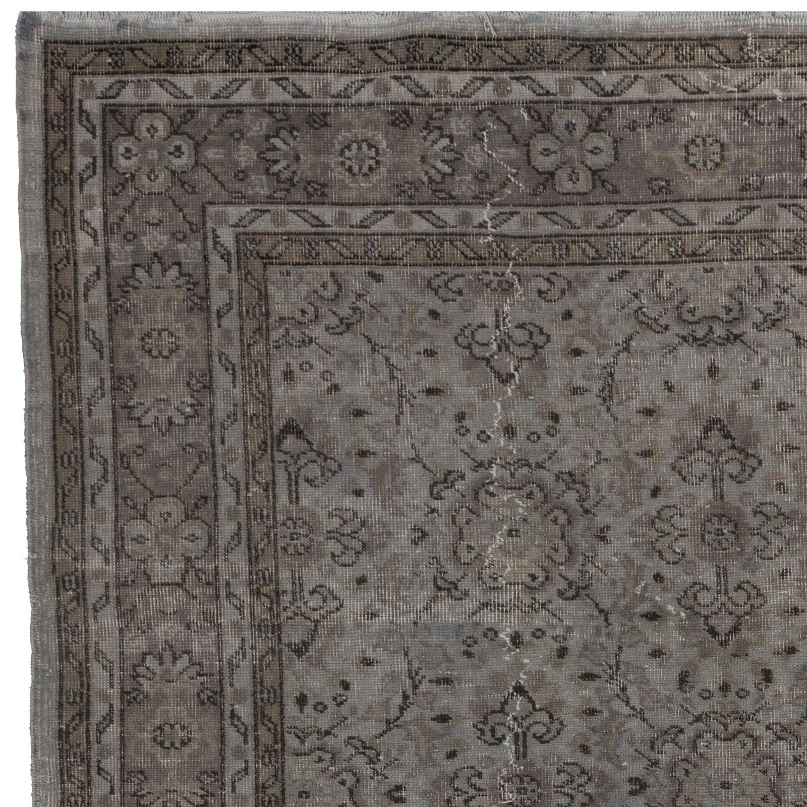 6x9.5 Ft Hand Knotted Vintage Anatolian Rug Overdyed In Gray For Living Room photo furniture