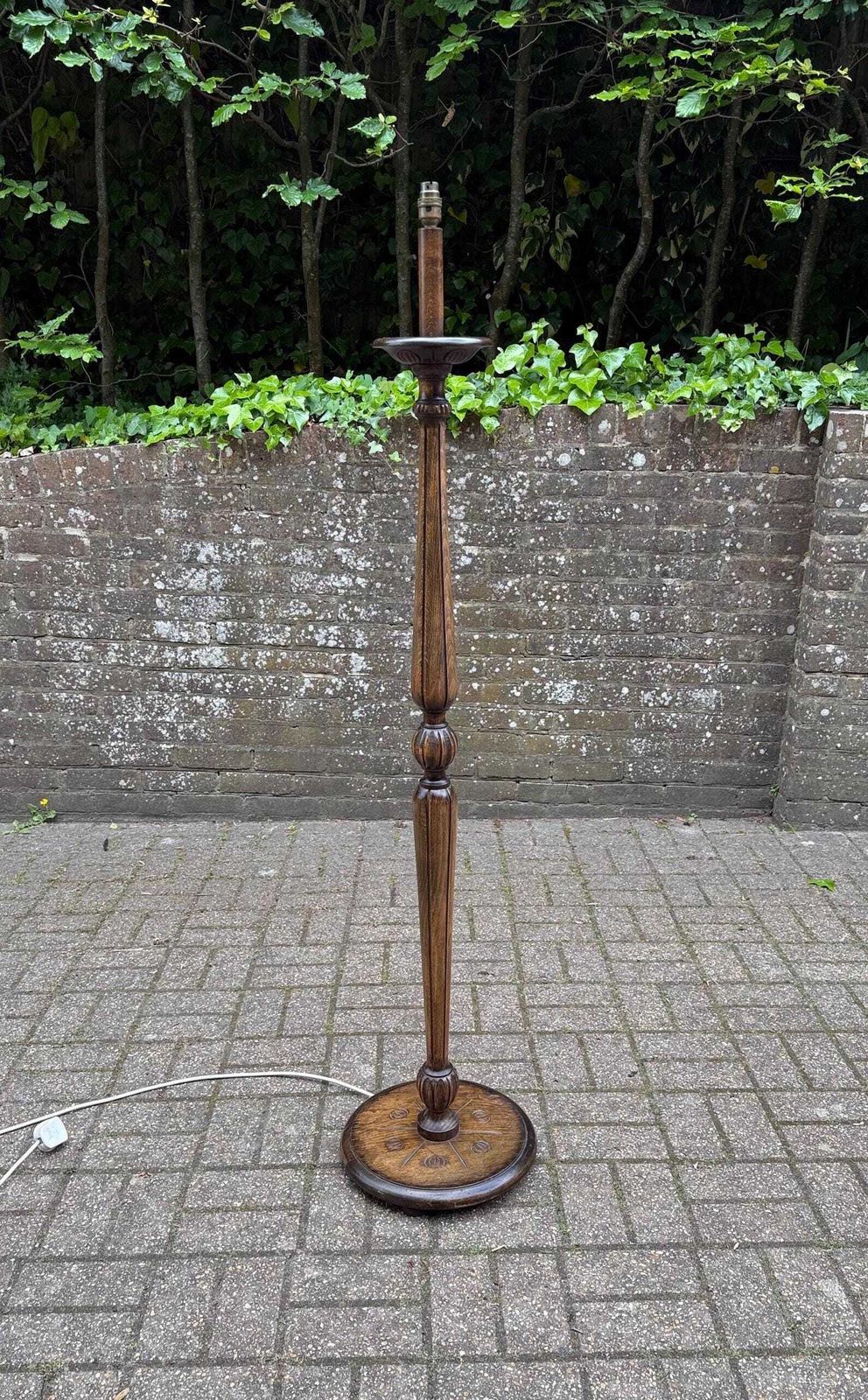 Vintage Oak Standard Lamp Mid Century Retro Wooden Floor Lamp 1960s photo furniture