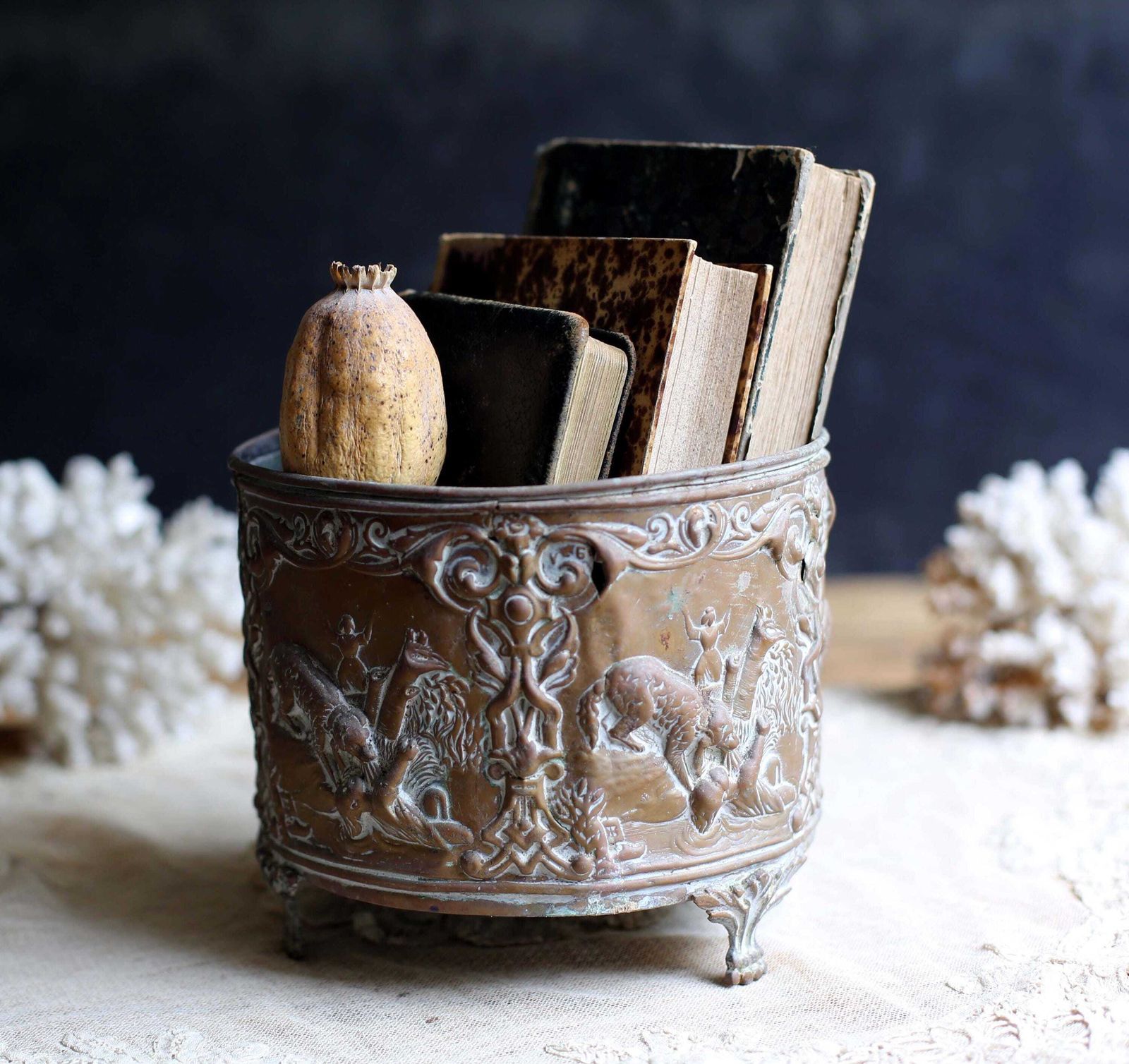 Antique French Jardiniere Bronze Table Centerpiece Cache Pot Napoleon III 1800s photo vinterior