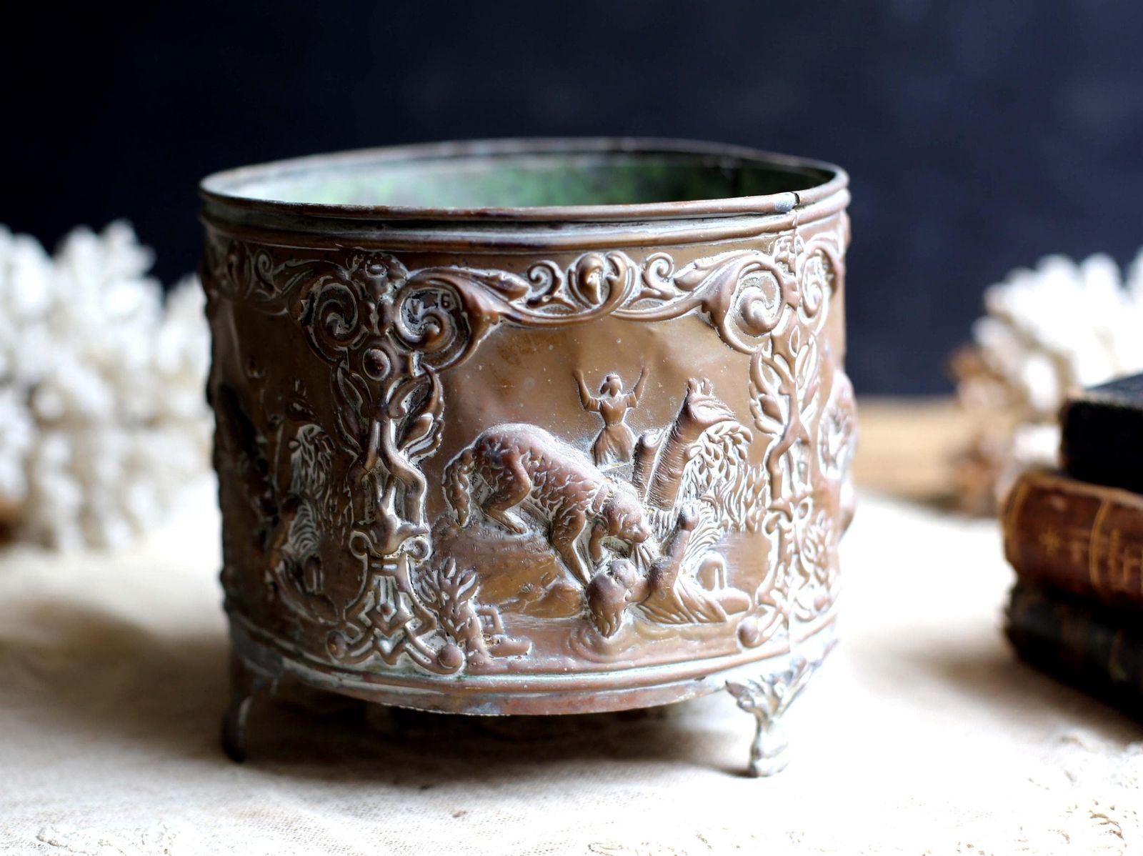 photo for sale Antique French Jardiniere Bronze Table Centerpiece Cache Pot Napoleon III 1800s