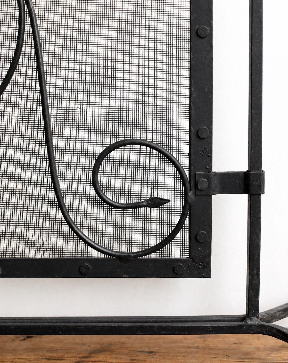 Vintage Fire Guard Firescreen Wrought Iron Firewall 1950s Brutalism photo 248.0