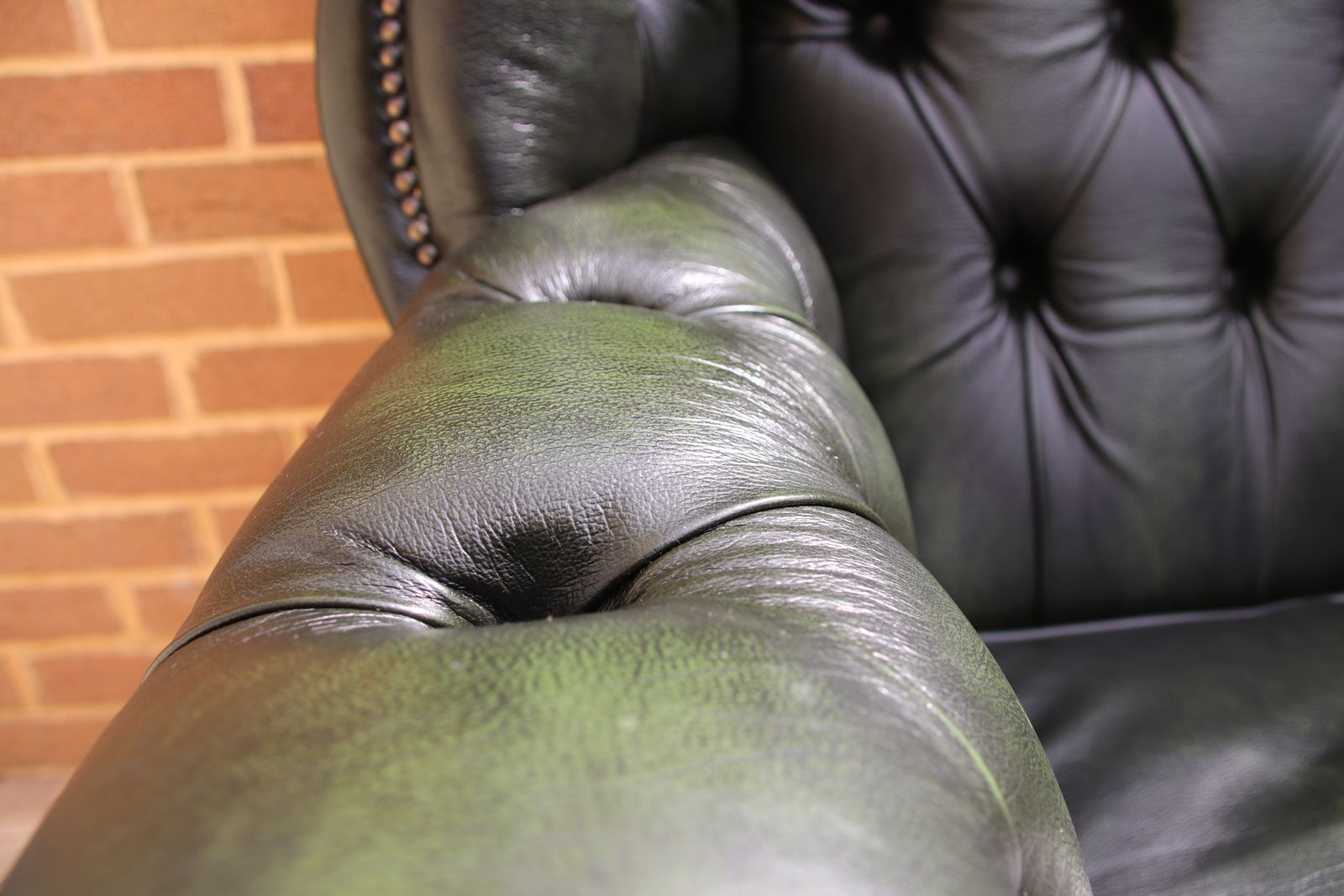 photo vintage Pair Of Manchester Chesterfield High Back Directors Armchairs