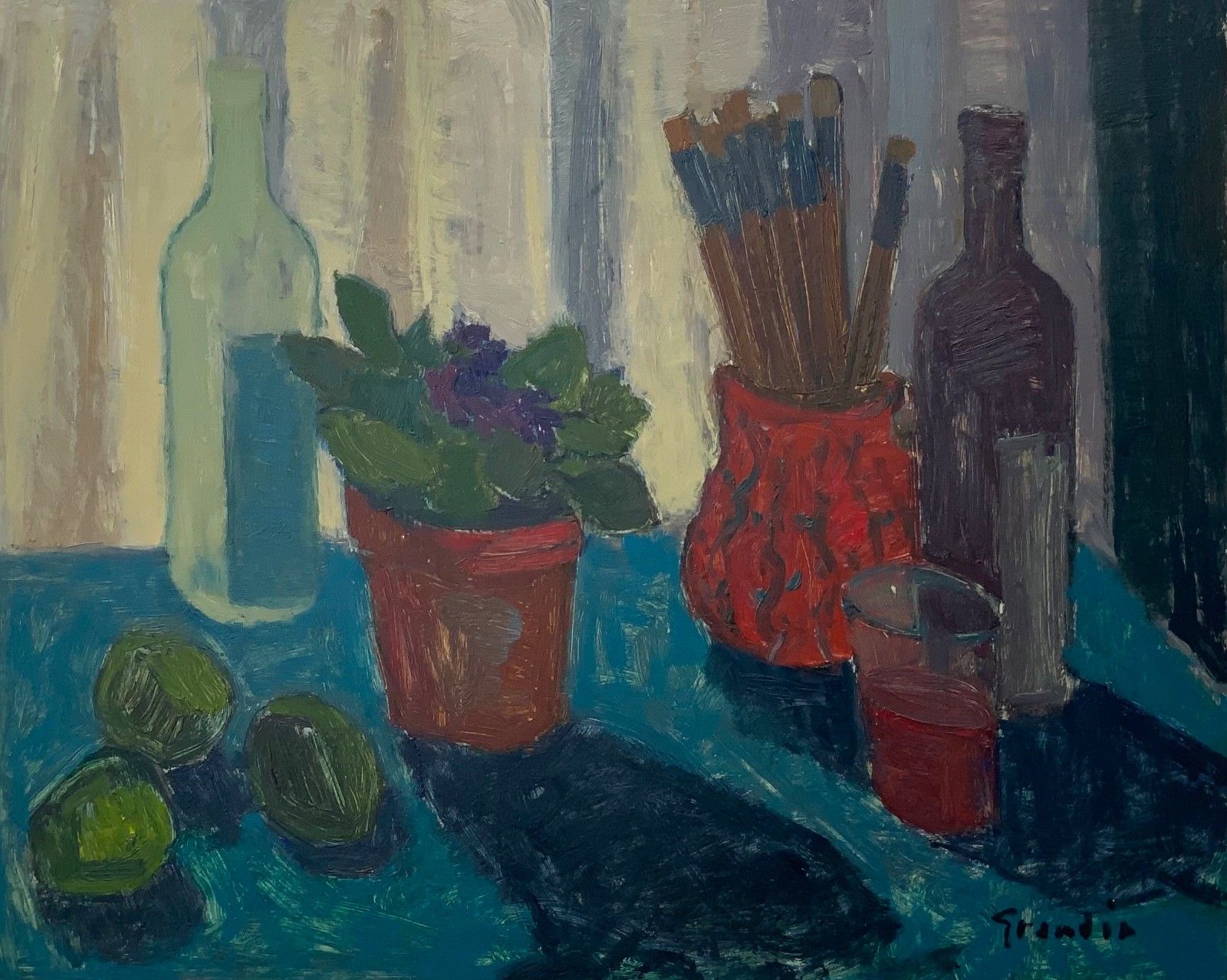 Vantage Oil Painting Still Life By Svan Grandin (1906  1982),Large, Signed photo furniture
