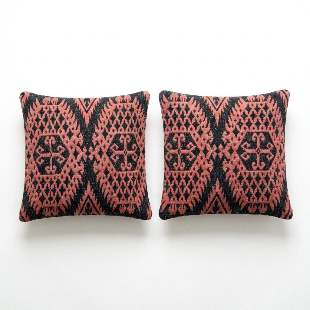 Housse de coussin kilim tissée à la main, 39 x 41 cm, lot de deux