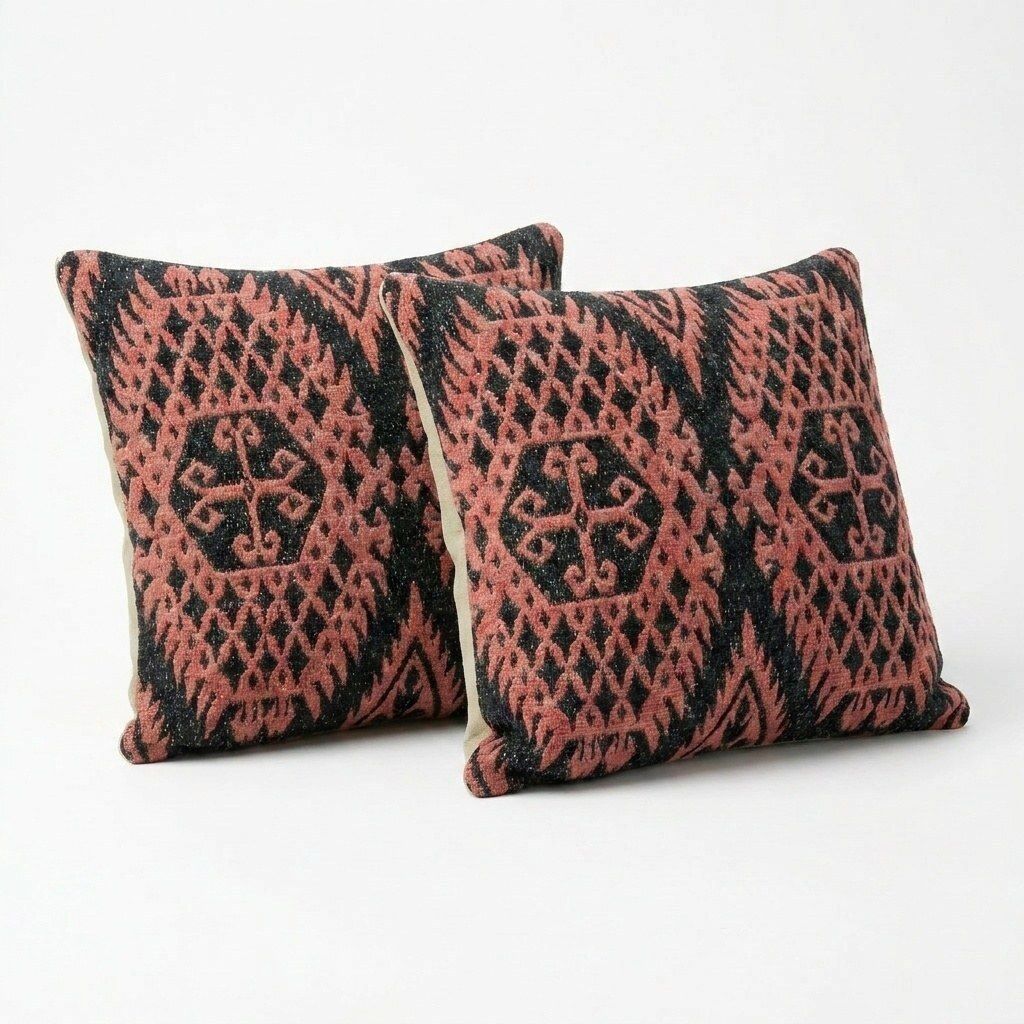 Housse de coussin kilim tissée à la main, 39 x 41 cm, lot de deux photo for sale