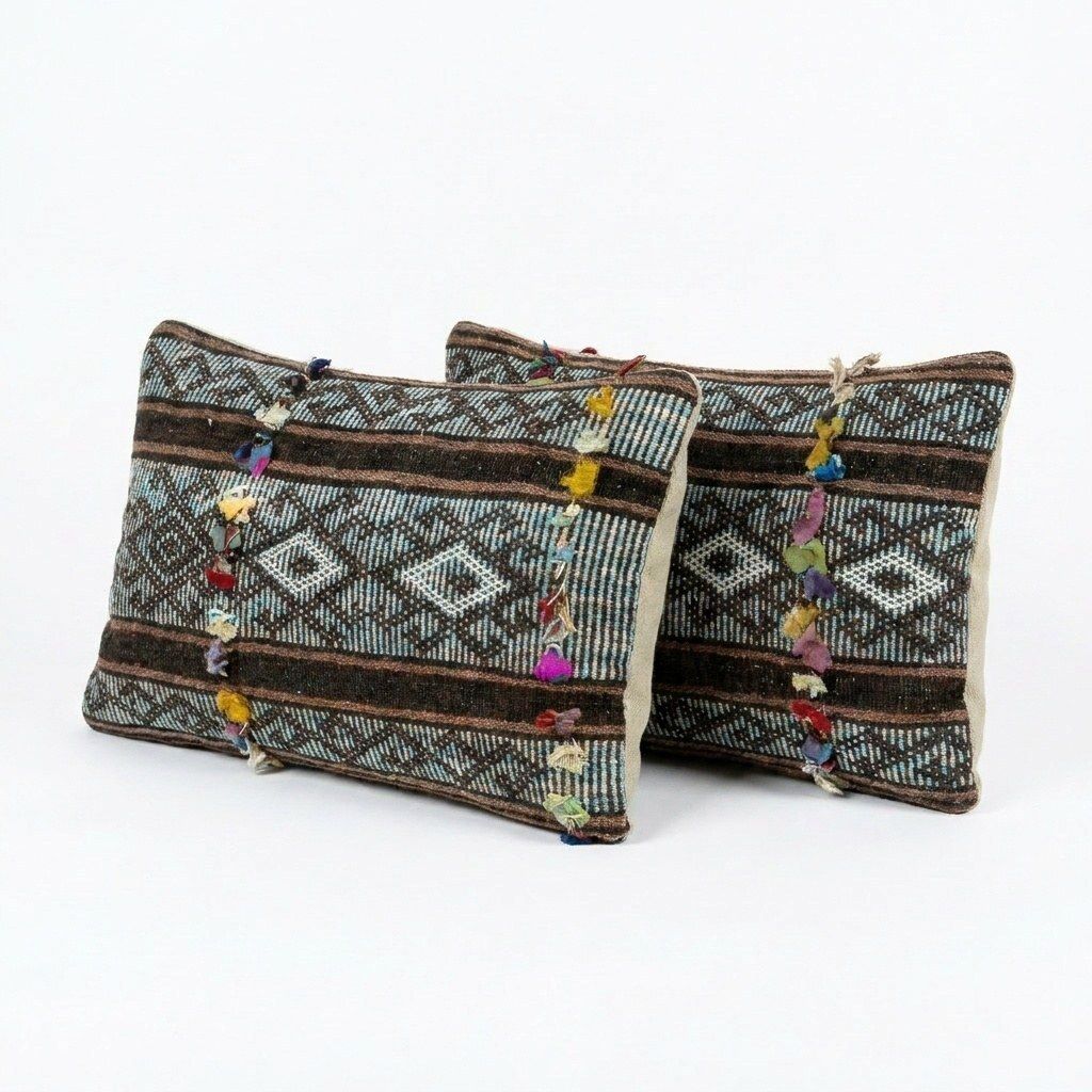 Hand Woven Kilim Lumbar Pillow Cover 39 X 60 Cm   Set Of Two photo furniture