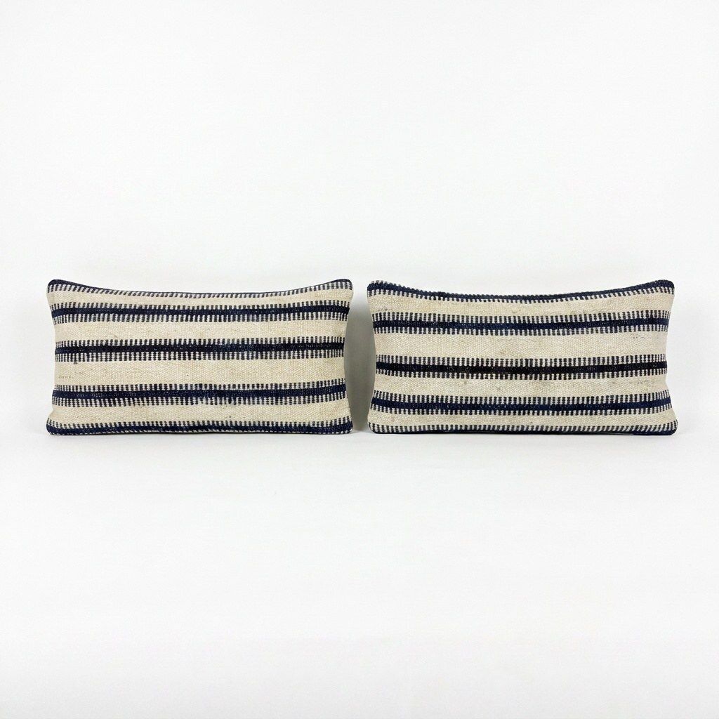 Bohemian Kilim Lumbar Pillow Cover 26 X 51 Cm, Set Of Two