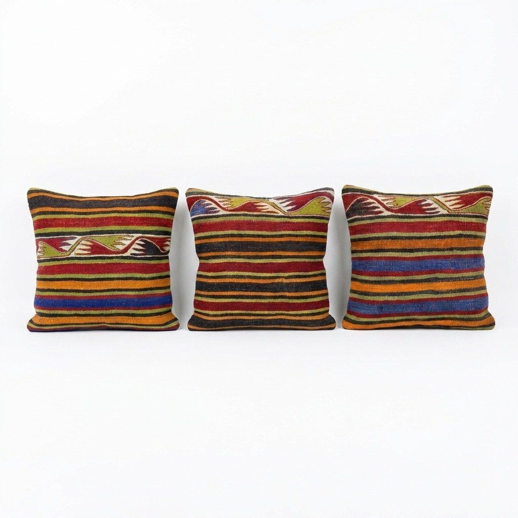 Turkish Kilim Pillow Cover 39 X 40 Cm & 38 X 40 Cm   Set Of Two
