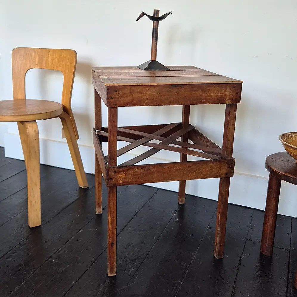 Vintage 1940's Modernist Utility Furniture Style Wooden Side Table By Paget & Co