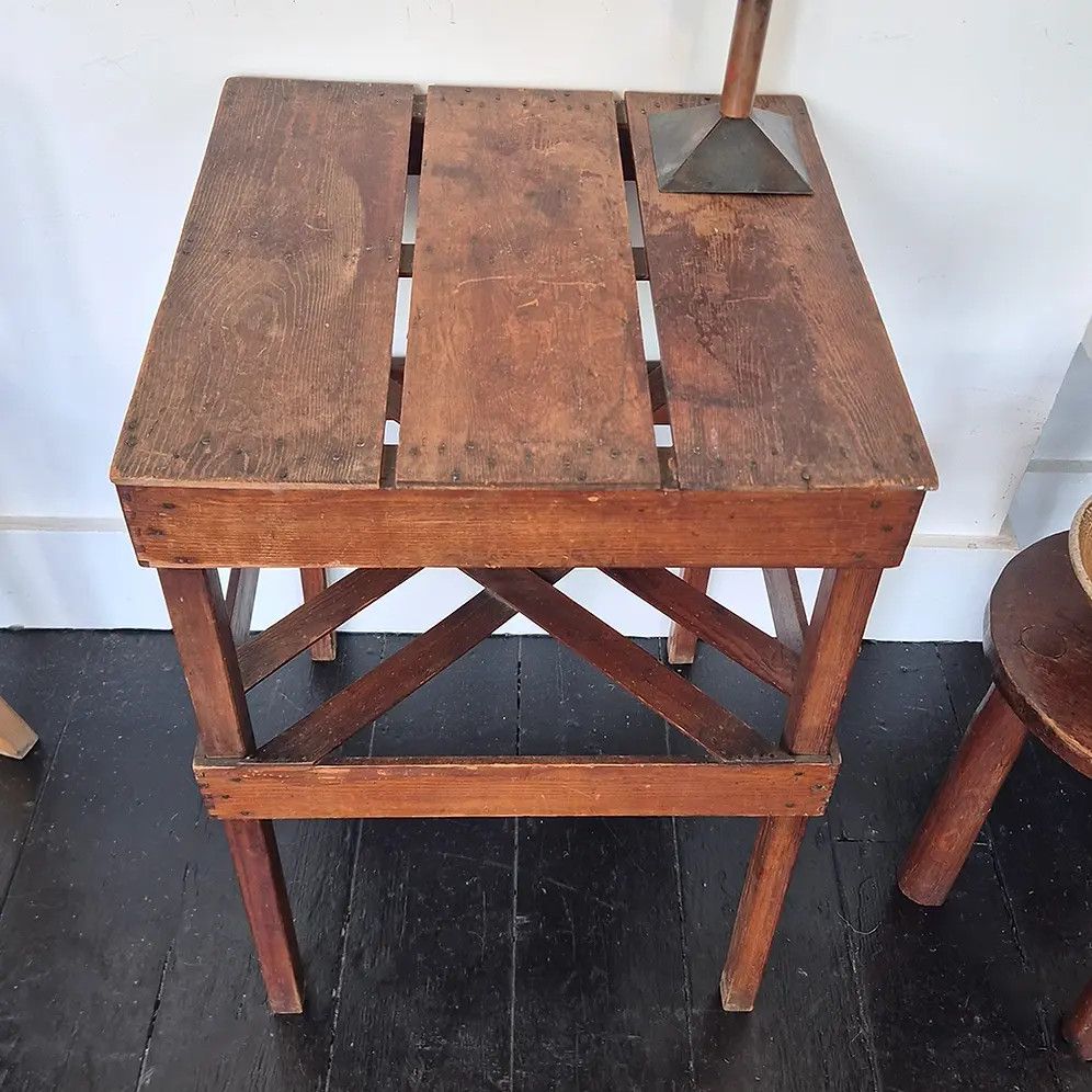 Vintage 1940's Modernist Utility Furniture Style Wooden Side Table By Paget & Co photo 450.0