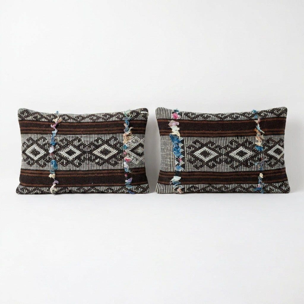 Housse de coussin lombaire kilim tissée à la main, 36 x 52 cm, lot de deux