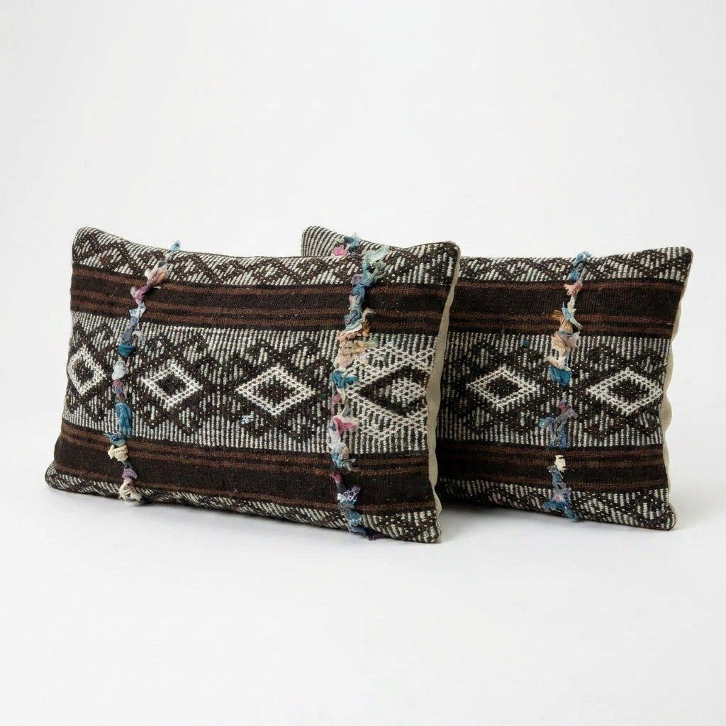 Housse de coussin lombaire kilim tissée à la main, 36 x 52 cm, lot de deux photo furniture