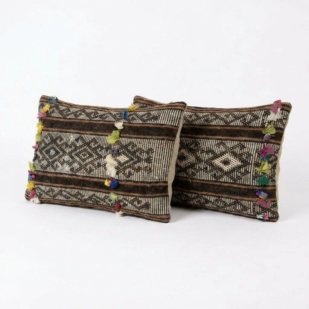 Boheemse Kilim Lendenkussenhoes 40 x 60 cm, set van twee photo furniture