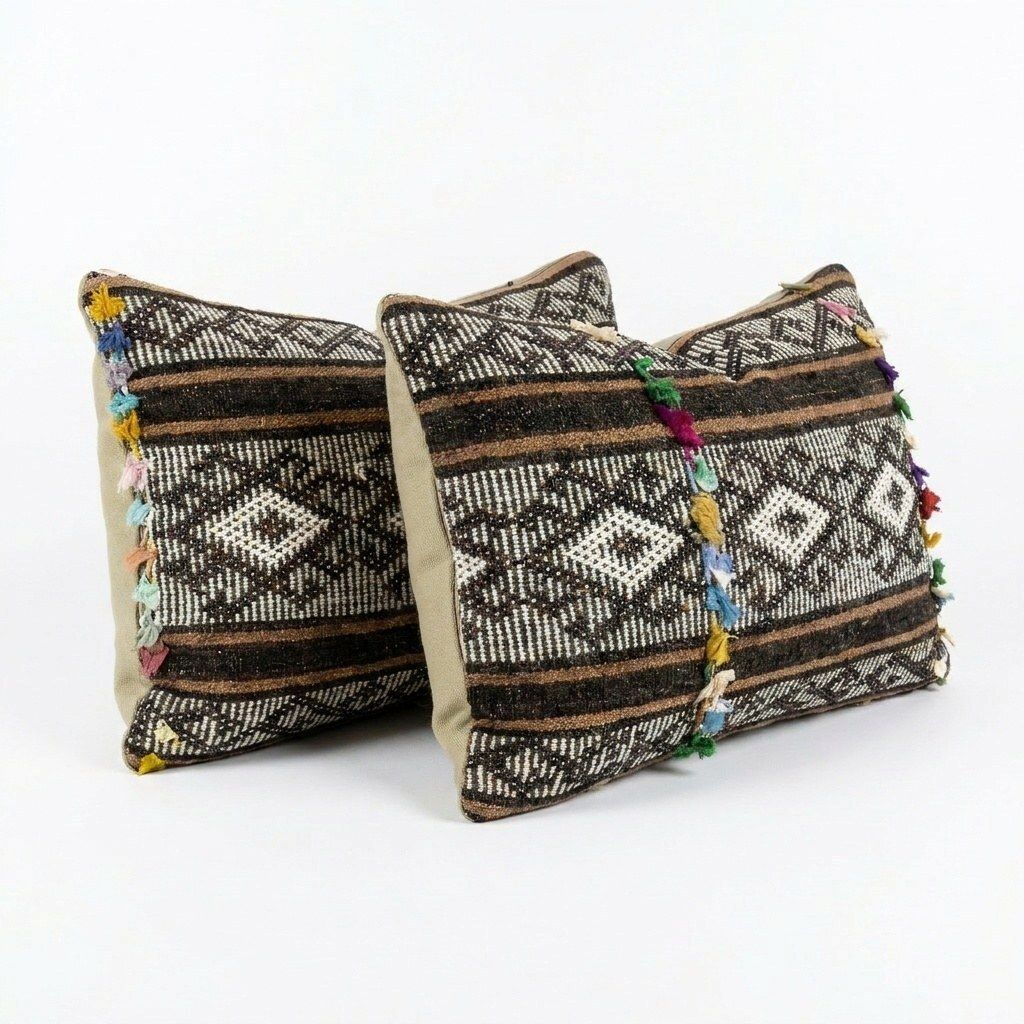 Anatolische kilim lendenkussenhoes 40 x 60 cm, set van twee photo for sale