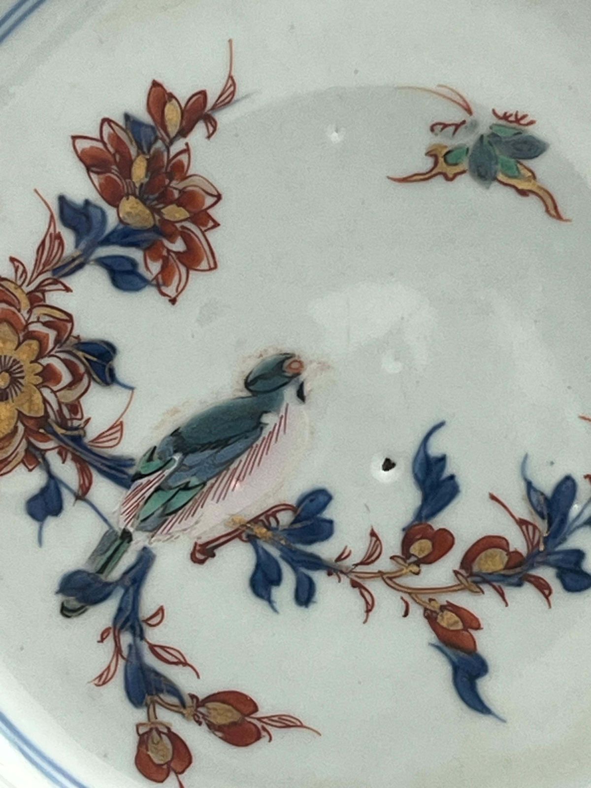 Chinese Kangxi Famille Verte Plate With Magpie & Butterfly, Circa 1695 photo vintage