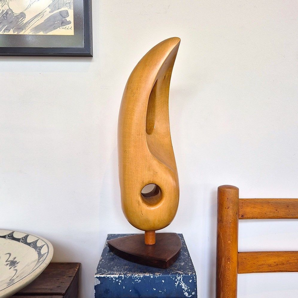 Vintage 1960's Modernist Wooden Sculpture / Study: Mid Century Brutalist Style
