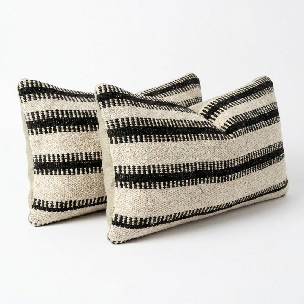 Turkish Kilim Lumbar Pillow Cover 25 X 52 Cm & 28 X 52 Cm   Set Of Two photo for sale
