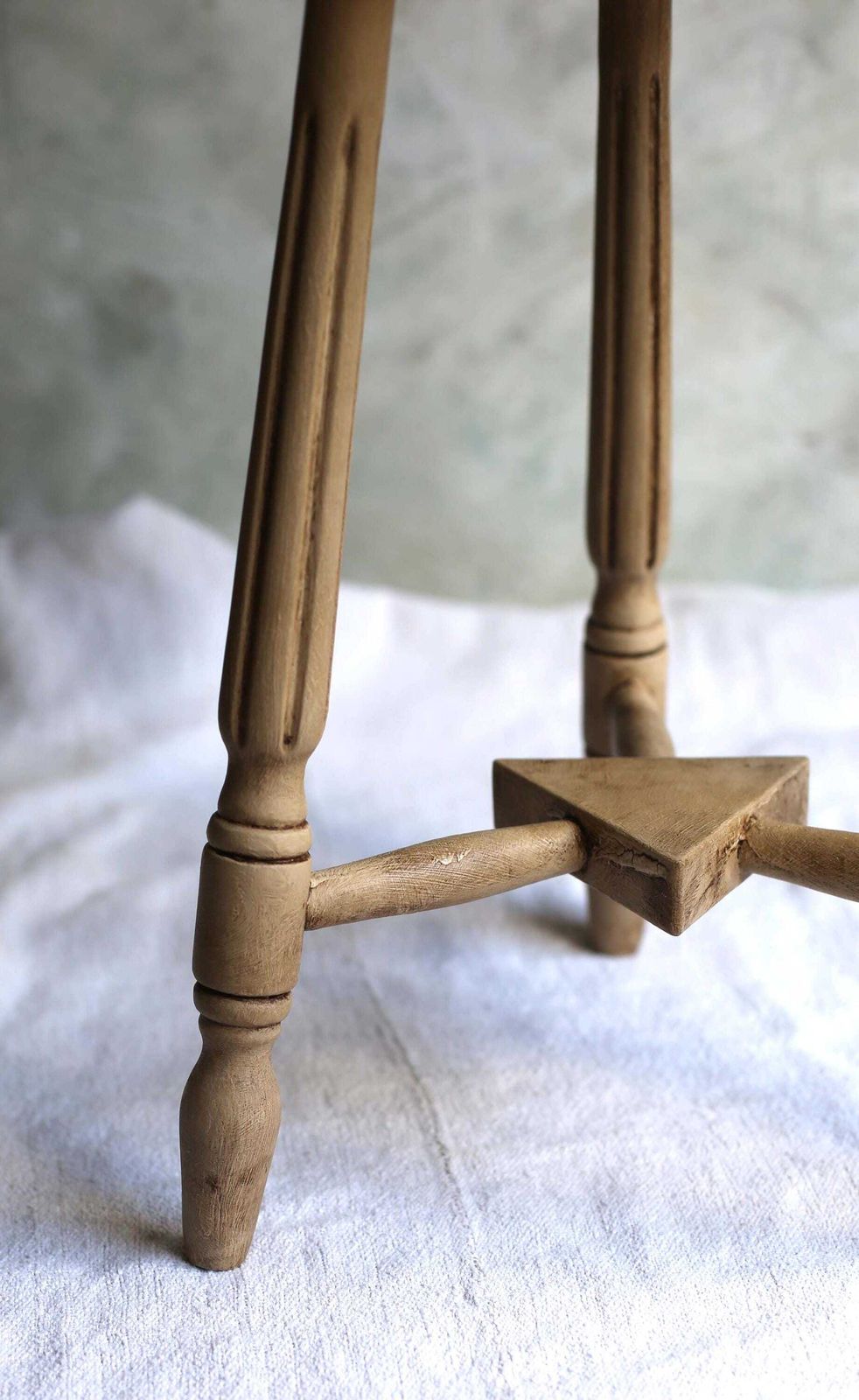 Furniture Antique Stool Painted Wooden Arts And Crafts Seat photo