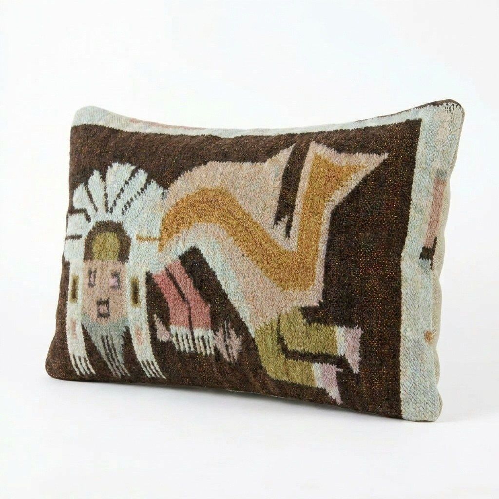 Housse de coussin lombaire kilim turc en laine, 35 x 49 cm photo for sale