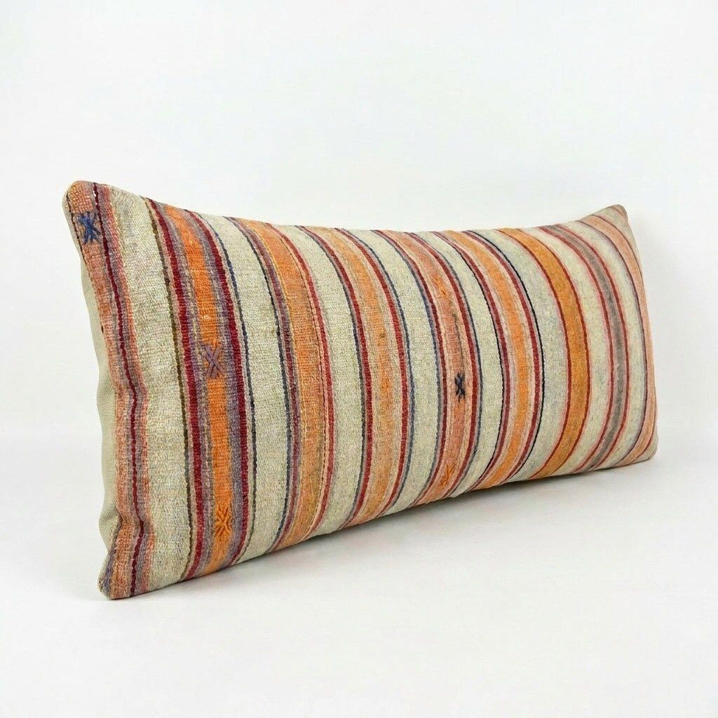Gestreepte Kilim Beddingkussenhoes 43 x 154 cm photo furniture