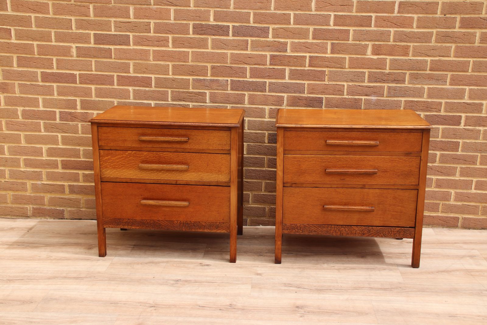 Pair Of Vintage Oak Xl Bedside Chests