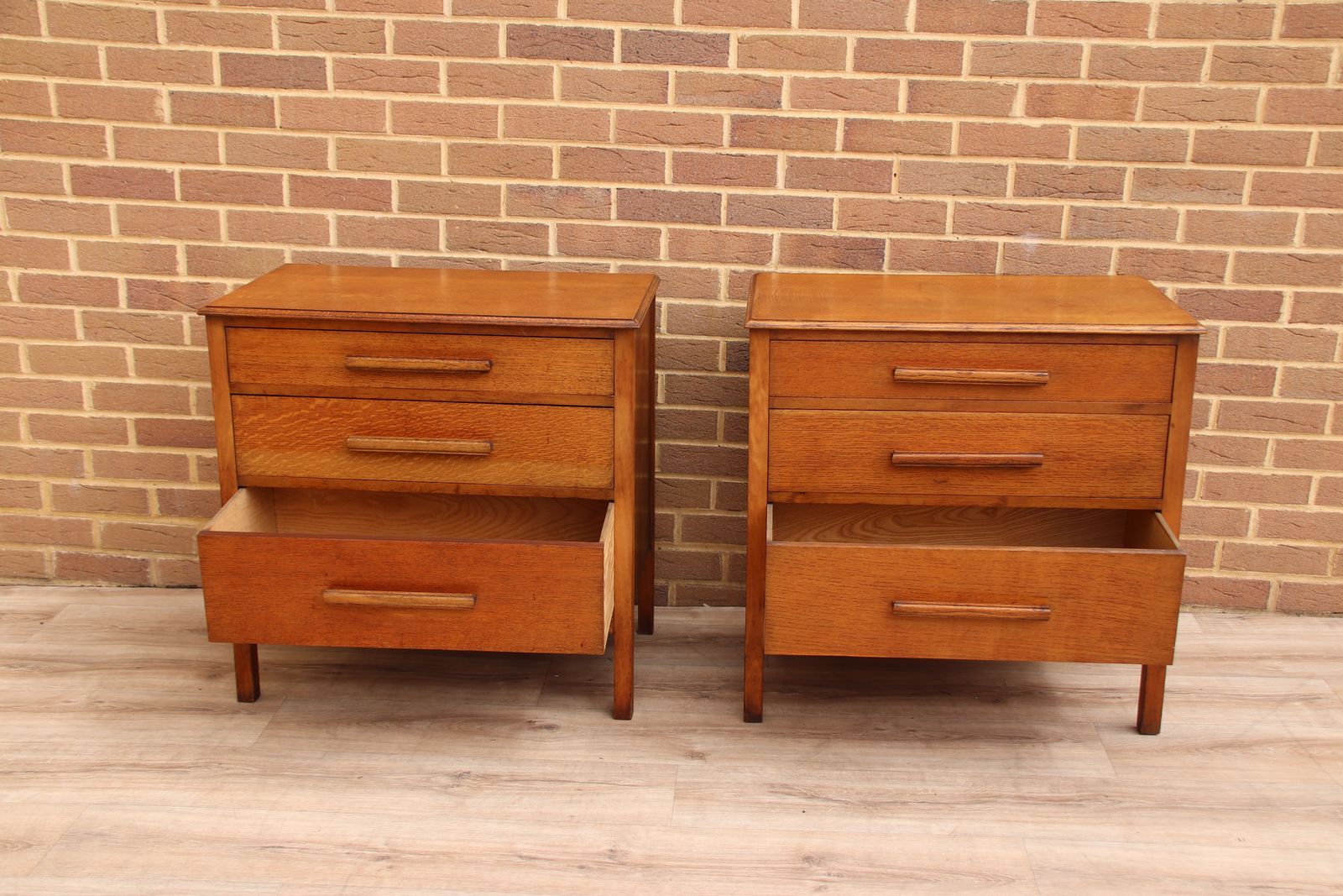 Pair Of Vintage Oak Xl Bedside Chests photo Furniture
