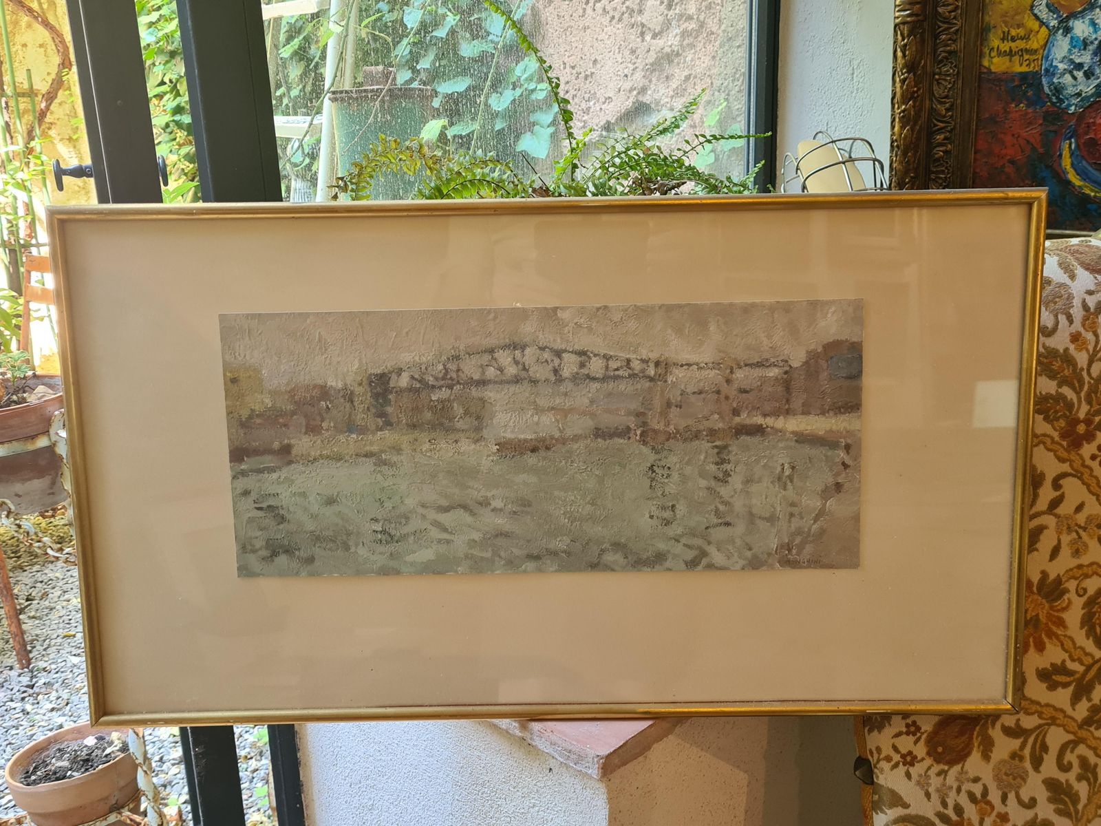 photo for sale Harbour Scene And Bridge, Oil On Card, Signed, Late 20th Century