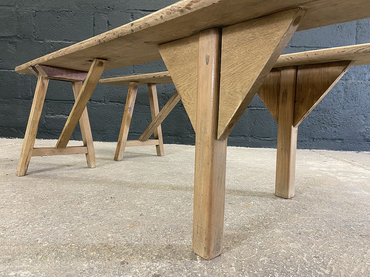 photo for sale Pair Of French Oak Farmhouse Benches. 2.5 Meters Long
