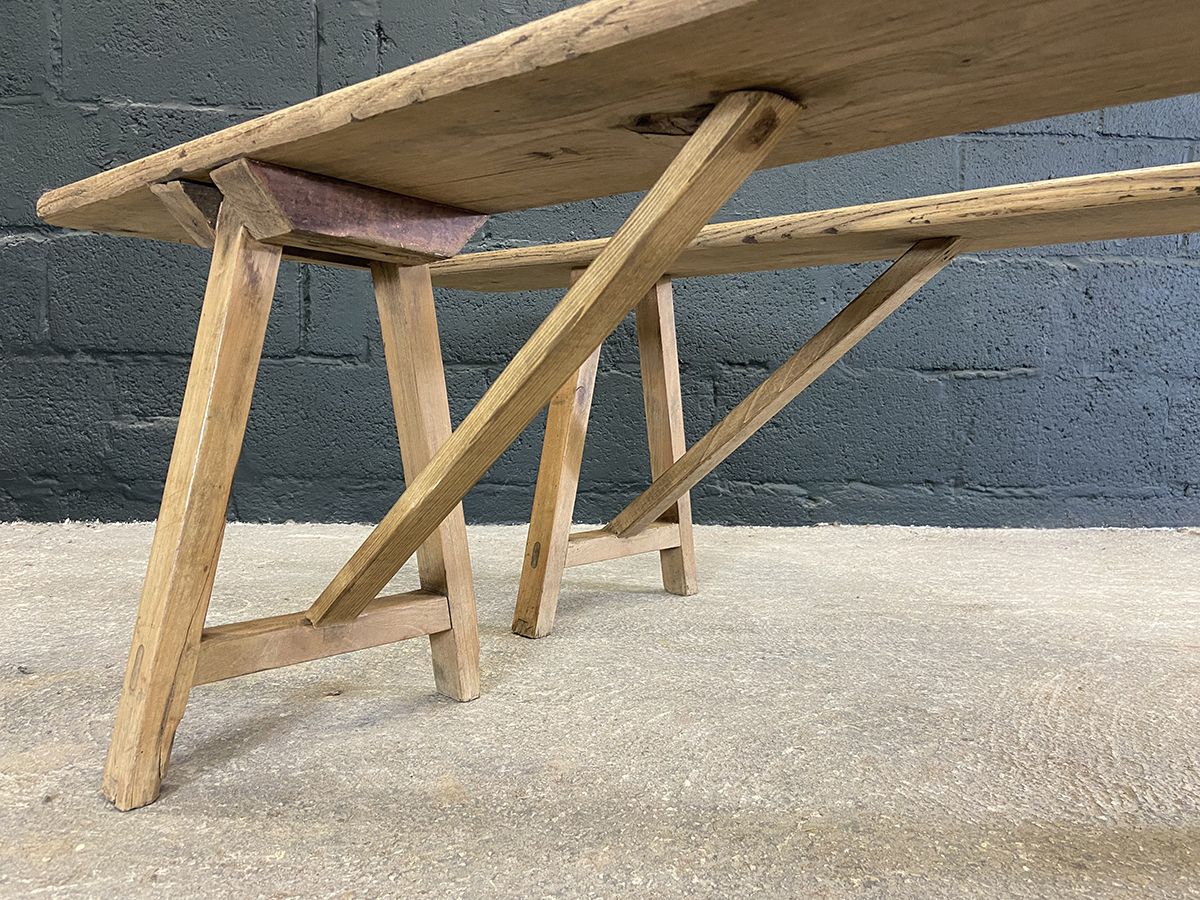 Furniture Pair Of French Oak Farmhouse Benches. 2.5 Meters Long photo