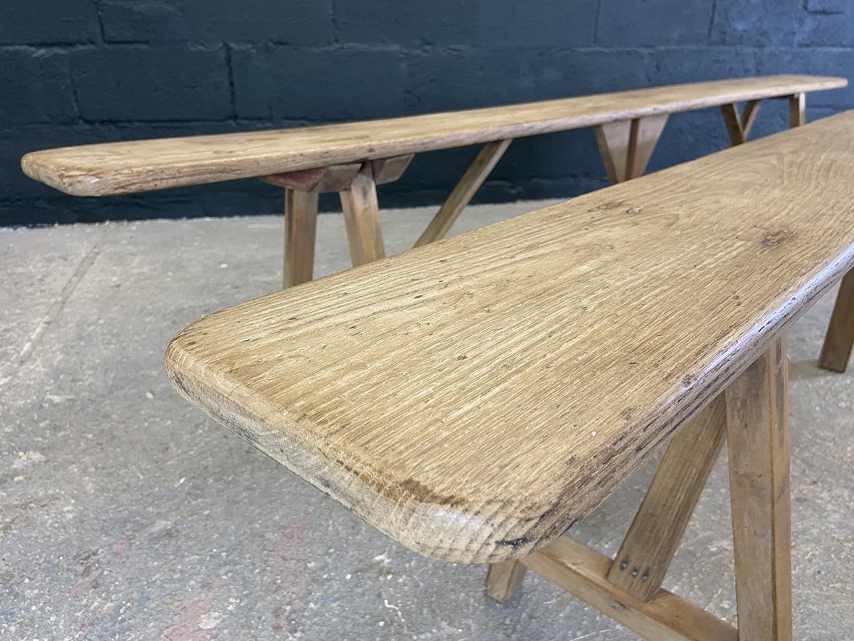 photo buy Pair Of French Oak Farmhouse Benches. 2.5 Meters Long