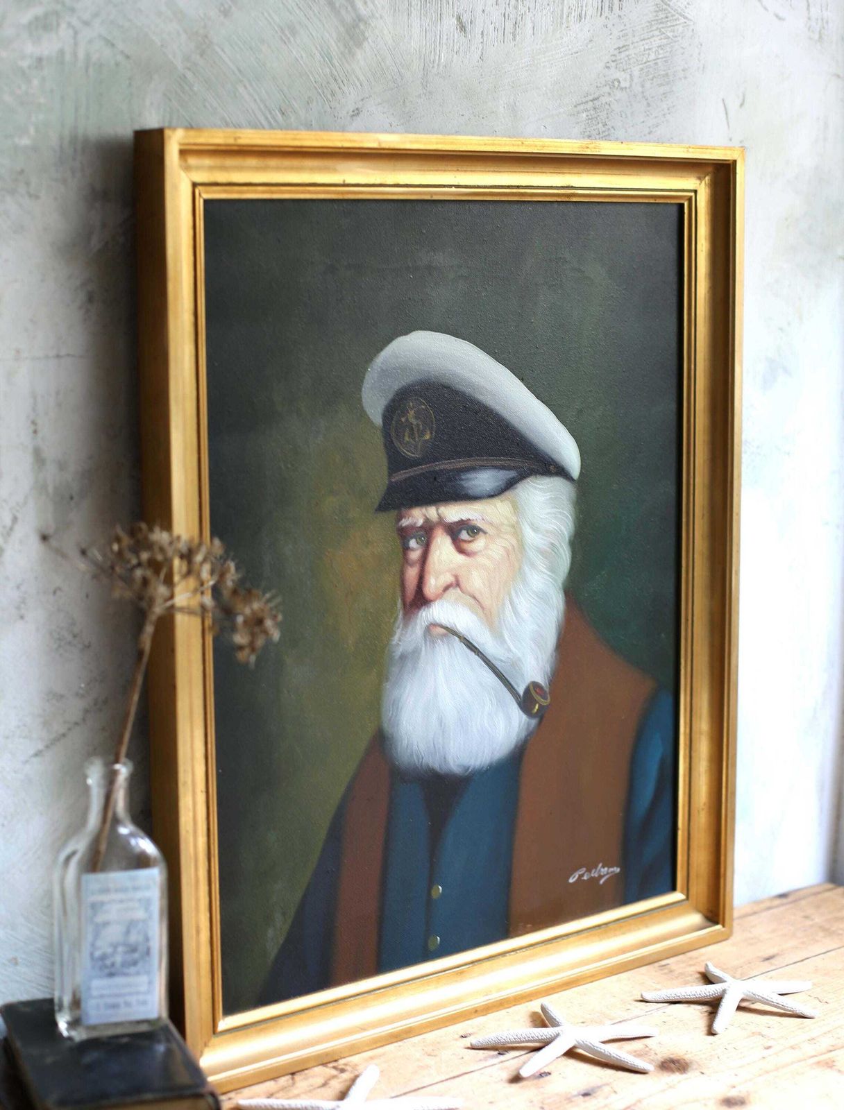 Original Portrait Of A Sailor By David Pelbam Painting Signed & Framed photo furniture