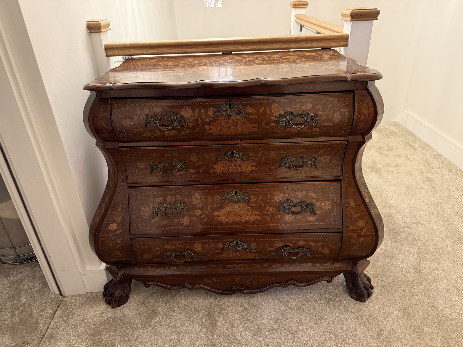 Louis XV Bombe Commode With Marquetry And Clawed Feet