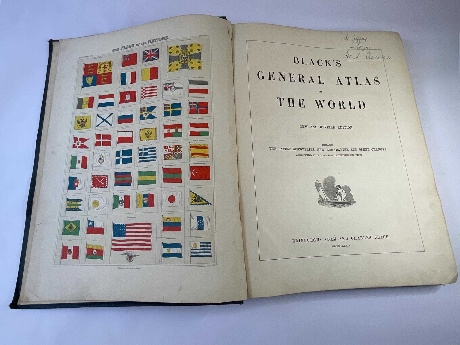 Rare 1884 Elephant Folio Black’s General Atlas – Hms Crocodile Royal Navy Provenance (1891) photo 525.0