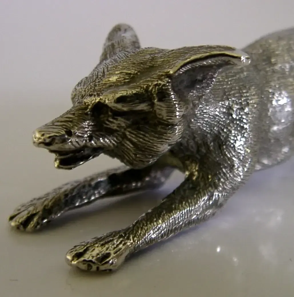 Heavy 104g English Sterling Silver Running Fox Figure 1968 Animal Hunting photo buy