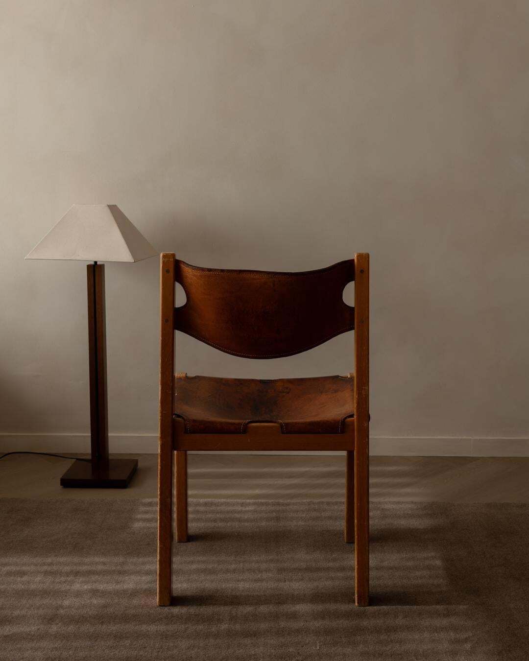 Vintage Maison Regain Elm & Cognac Leather Chair, France, 1970s photo Furniture