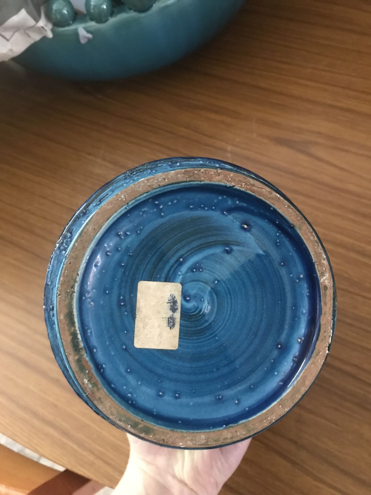 Midcentury Bitossi Aldo Londi Rimini Blue Glazed Ceramic Vase photo 850.0