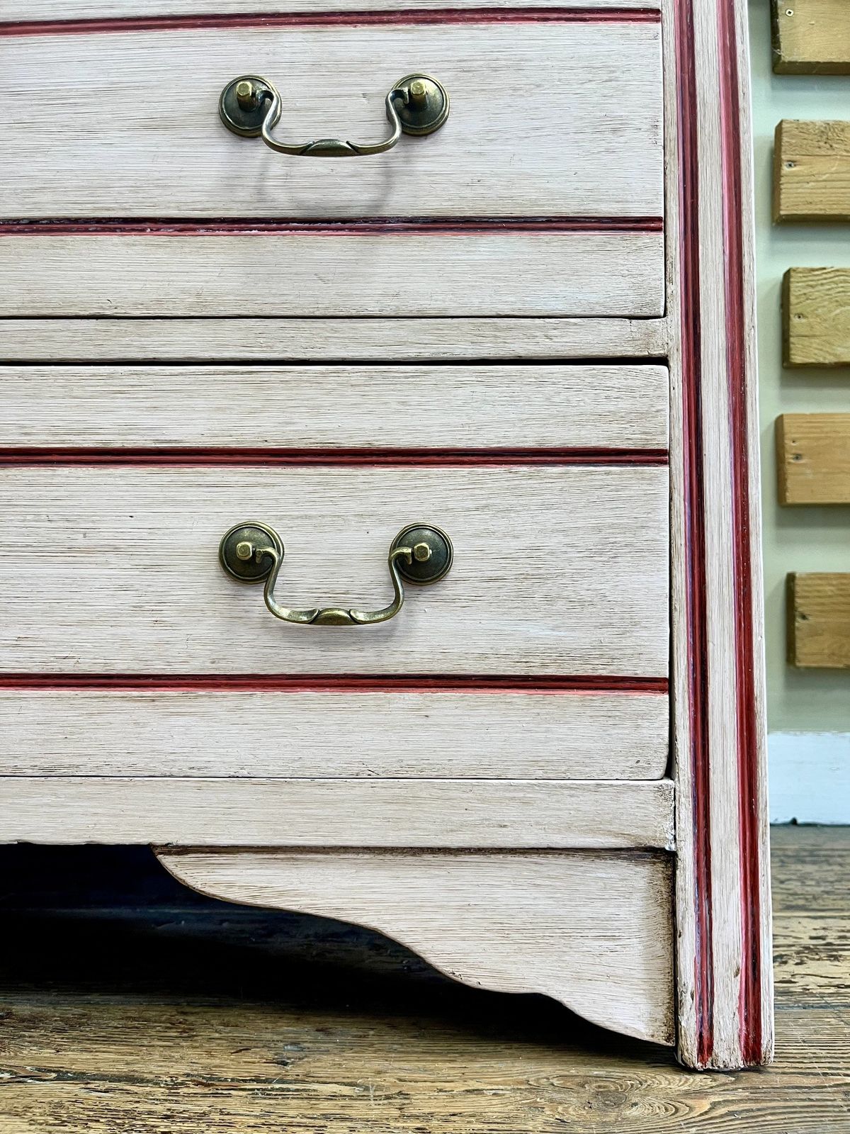 Hand Painted Raspberry Ripple Inspired Chest Of Drawers photo vintage